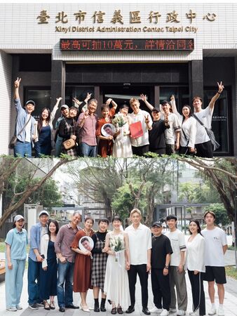 ▲林俊易與愛情長跑多年的女友登記結婚，運動部部長李洋也與女友一同出席還擔任婚證。（圖／翻攝自Facebook／林俊易Lin Chun Yi）