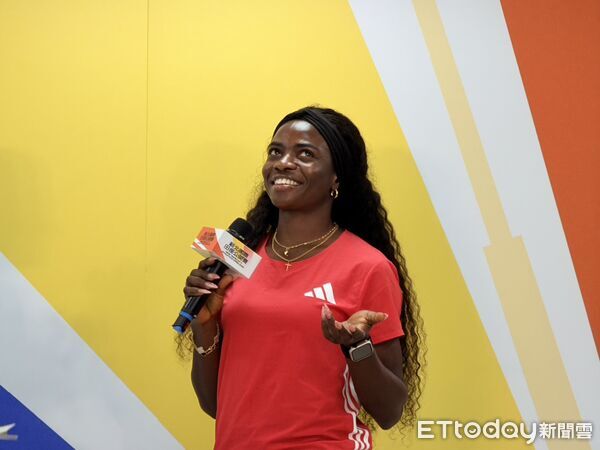 ▲女子100公尺跨欄世界紀錄保持人阿穆桑（Tobi Amusan）。（圖／記者蔡厚瑄攝）