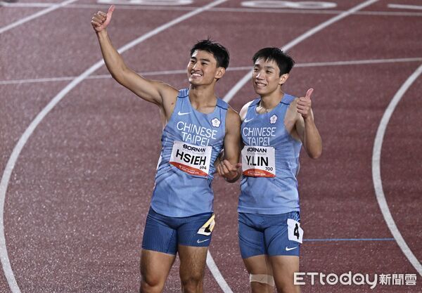 ▲ 2026名古屋亞運，田徑男子100公尺跨欄決賽，謝元愷、林翊凱。（圖／記者李毓康攝）